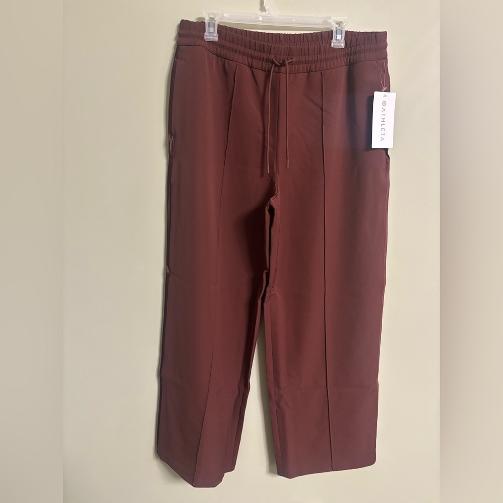 Athleta Endeavor Relaxed Pants Size Large Brown Wide Leg Pants Quick Dry New